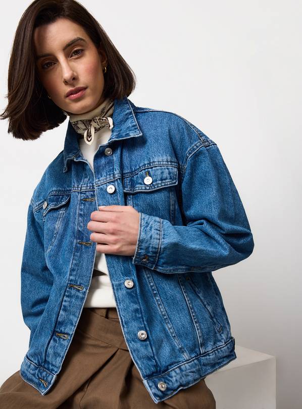 Mid Blue Denim Oversized Trucker Jacket 20